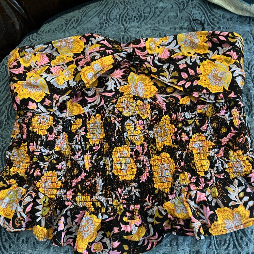 Strapless floral free people top